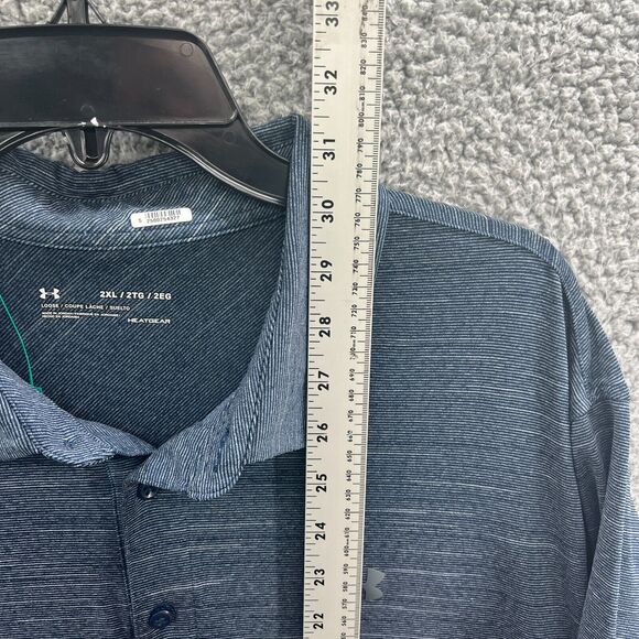 UNDER ARMOUR Heat Gear Loose Blue Golf POLO SHIRT SIZE XXL 2XL - Picture 5 of 10